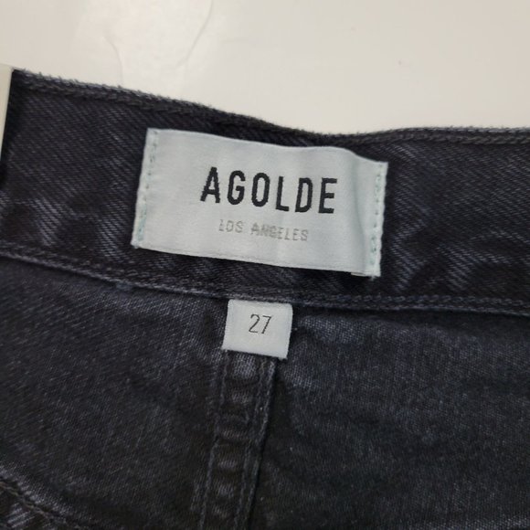 AGOLDE Size 27 Lana Mid-Rise Vintage Straight Button-Fly Black Jeans Full-Length - Picture 11 of 13